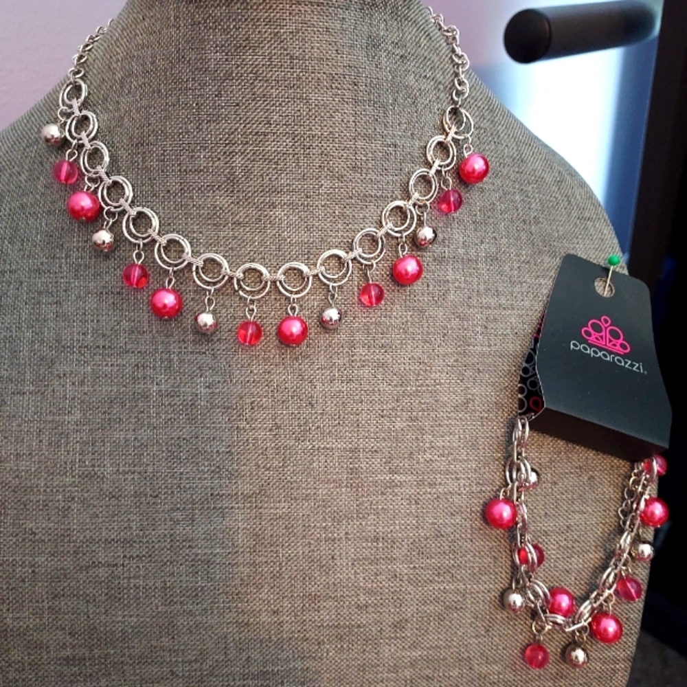 Pink 2 piece Paparazzi jewelry set